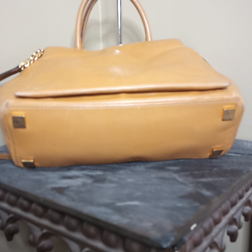 Michael Kors Carmel Tan leather Satchel Shoulder Crossbody Bag Multi-Pocket - Picture 8 of 14